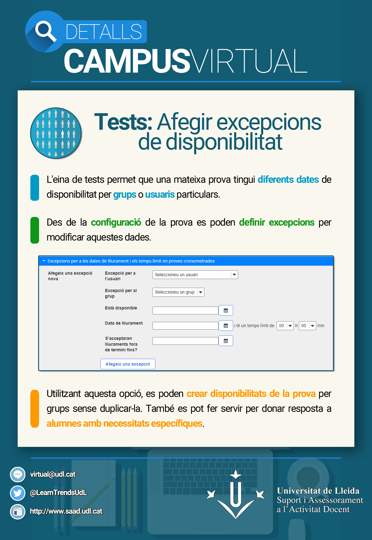 Tests: Afegir excepcions de disponibilitat